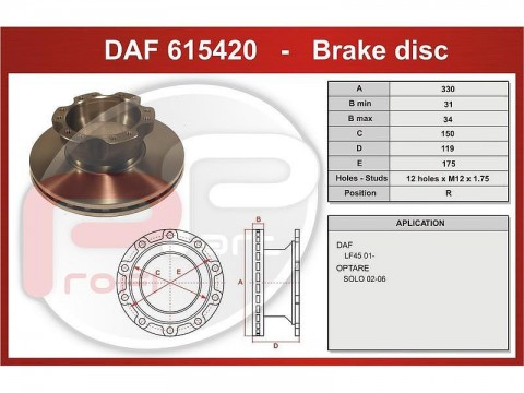 PROFI PART Kotouč brzdový DAF LF45, ABS kroužek