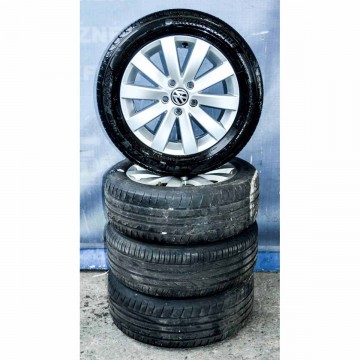 VW Passat B7 3AA sada kol OSLO s pneu 205/55 R16 6,5Jx16H2 ET42  3AA601025J - bez 2 krytek